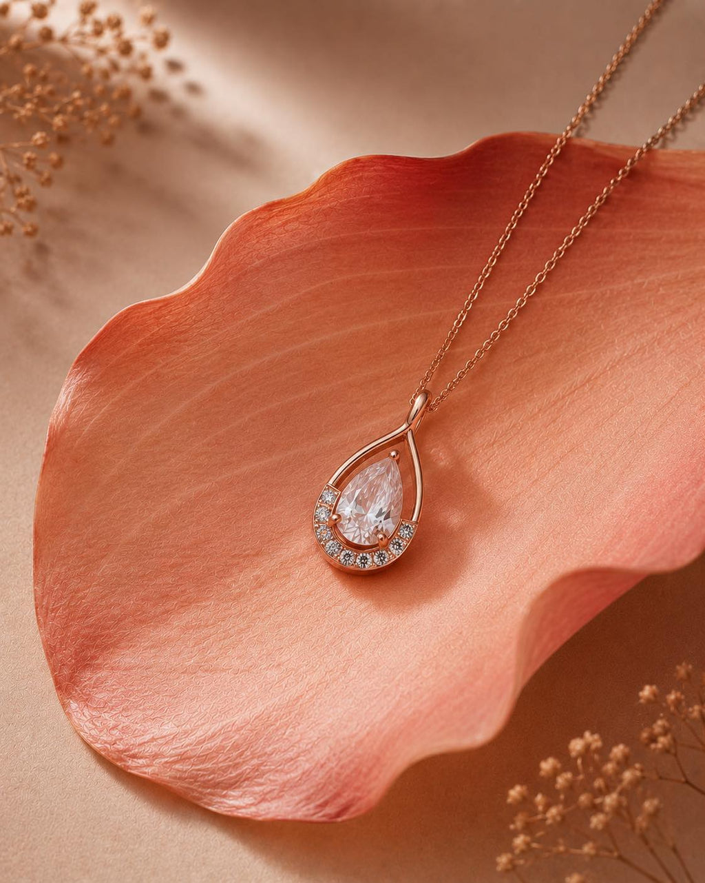 Bộ trang sức mặt dây và bông tai giọt nước đá moissanite trắng viền đá nhỏ bạc vàng tourmaline