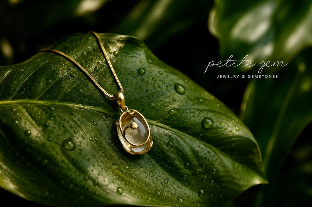 Mặt dây Citrine bọc họa tiết cành lá