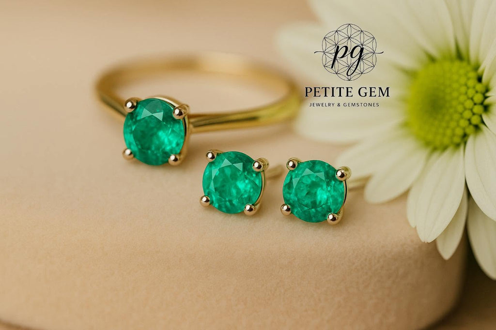 Bông Tai Đá Emerald 3.5mm