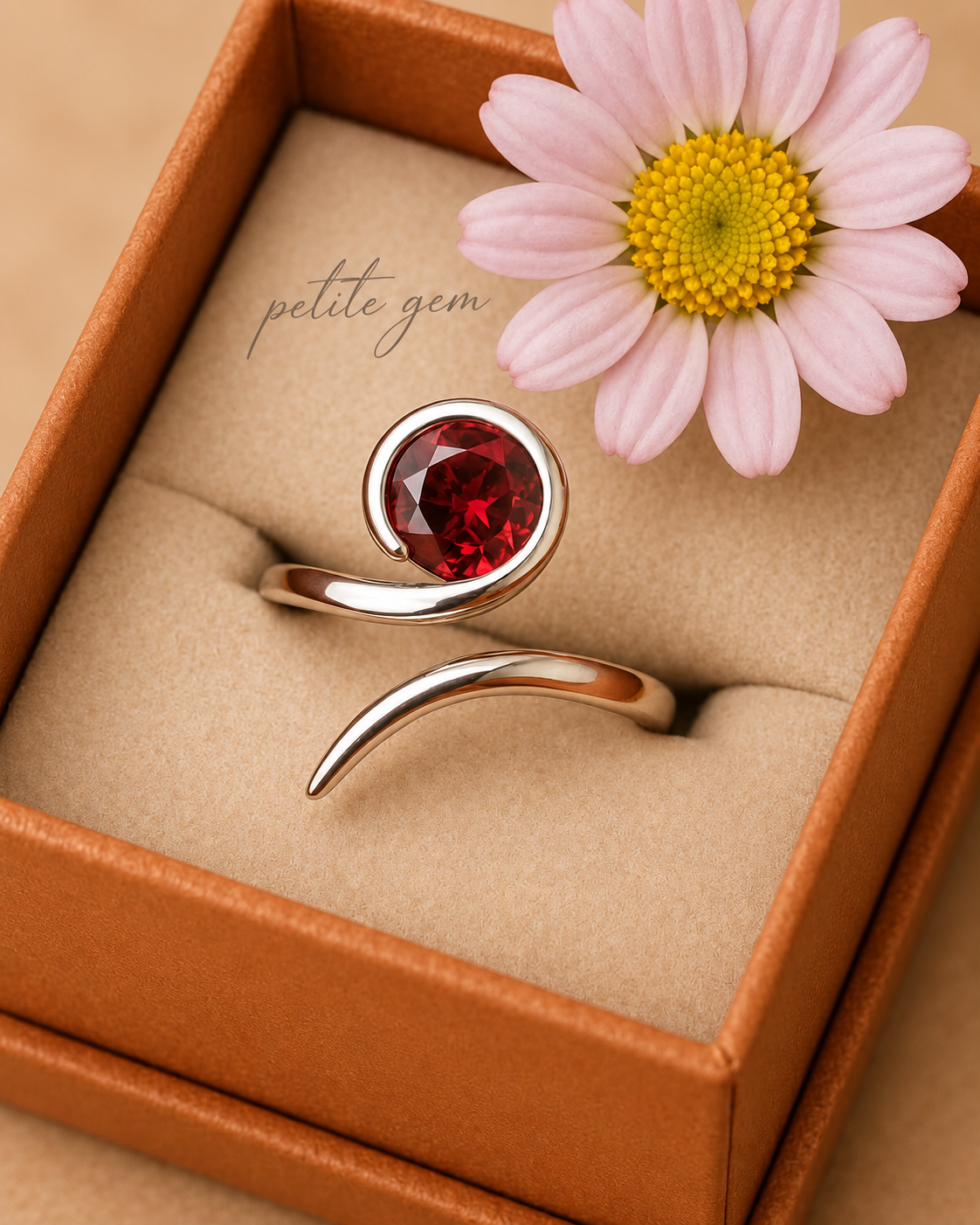 Nhẫn đá garnet chế tác thủ công
