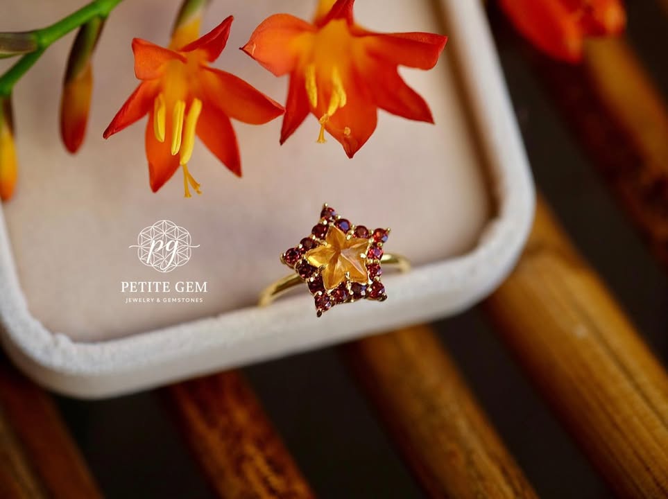 Nhẫn việt nam garnet và citrine tự nhiên