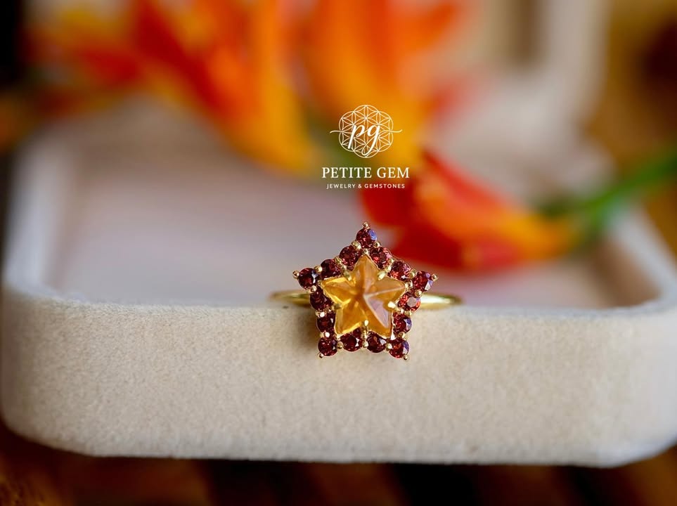 Nhẫn việt nam garnet và citrine tự nhiên