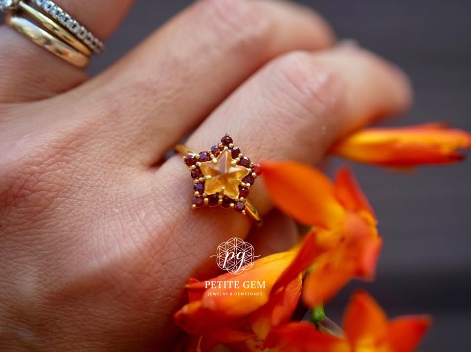 Nhẫn việt nam garnet và citrine tự nhiên