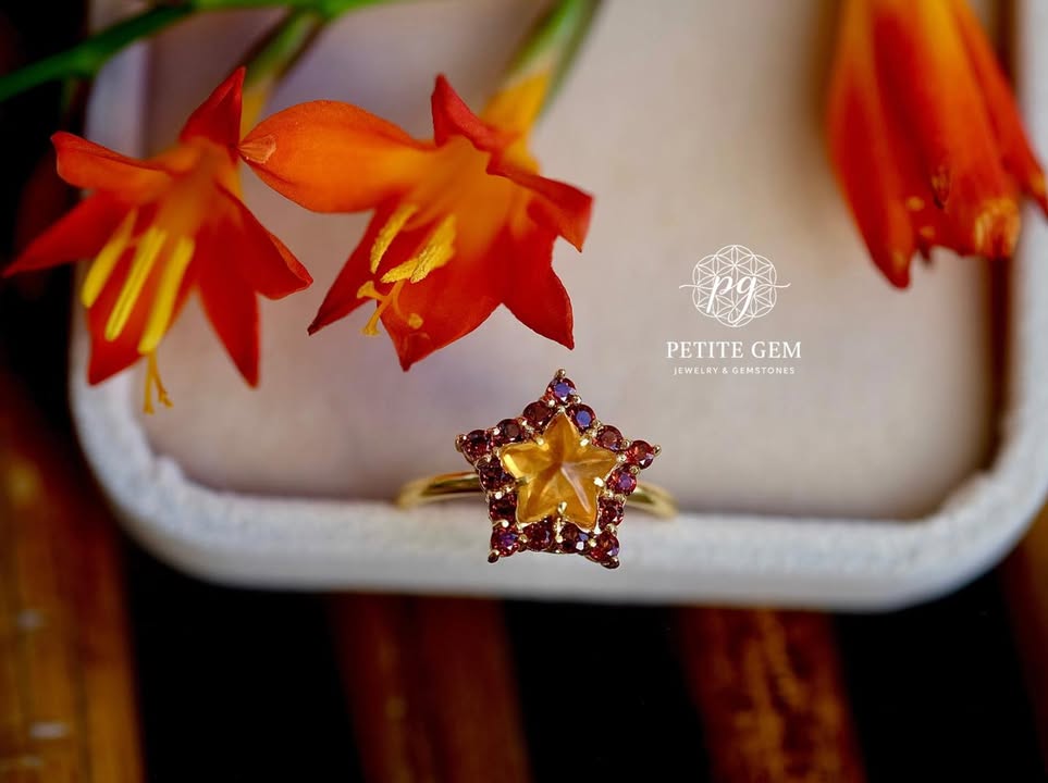 Nhẫn việt nam garnet và citrine tự nhiên