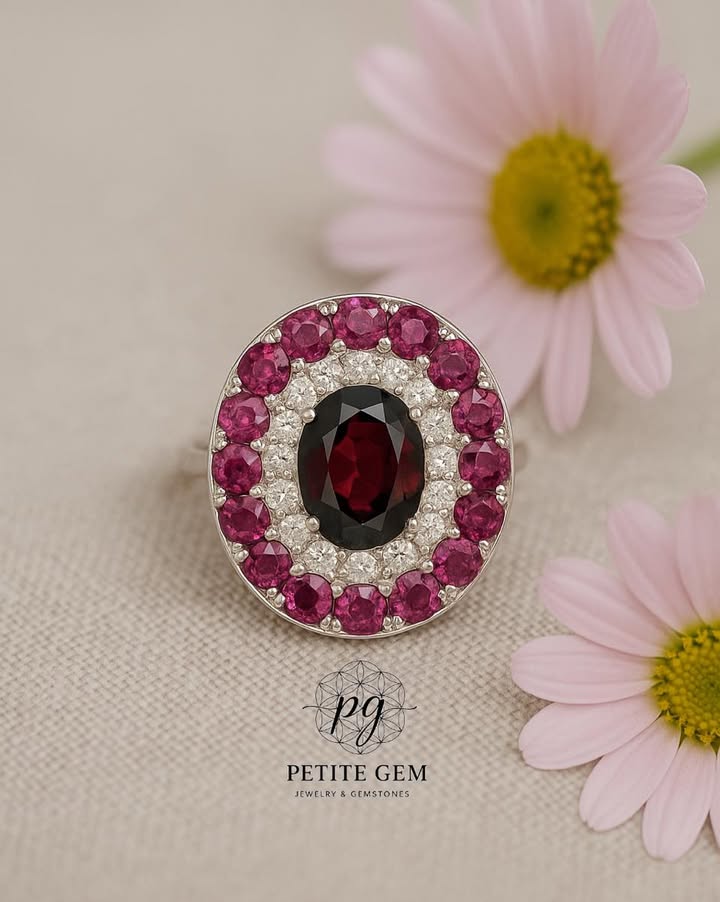 Nhẫn kết đá garnet