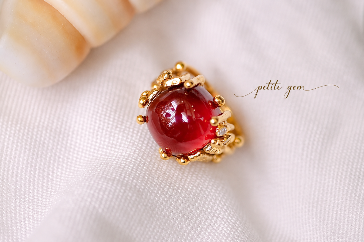 Nhẫn Garnet làm tay 100% kỹ thuật gọt sáp