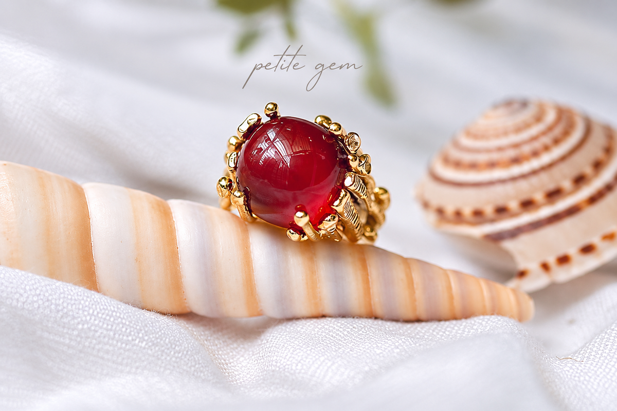 Nhẫn Garnet làm tay 100% kỹ thuật gọt sáp