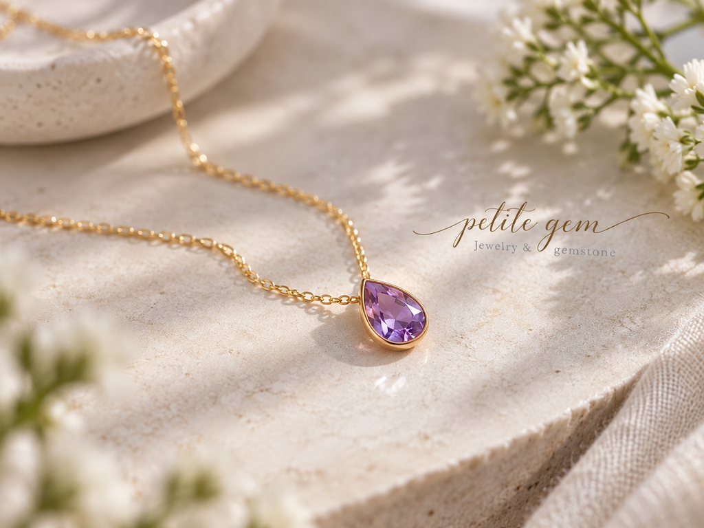 Dây chuyền amethyst dáng giọt nước