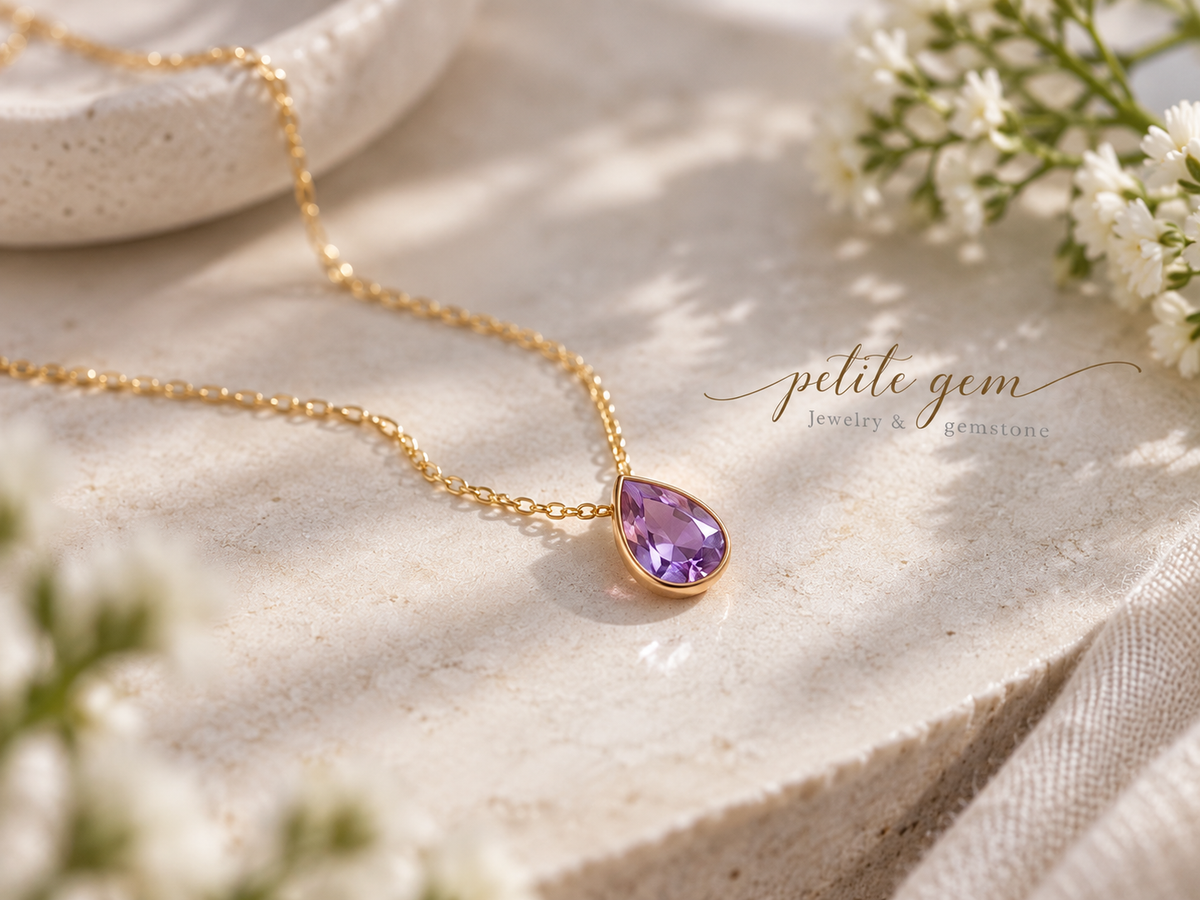 Dây chuyền amethyst dáng giọt nước