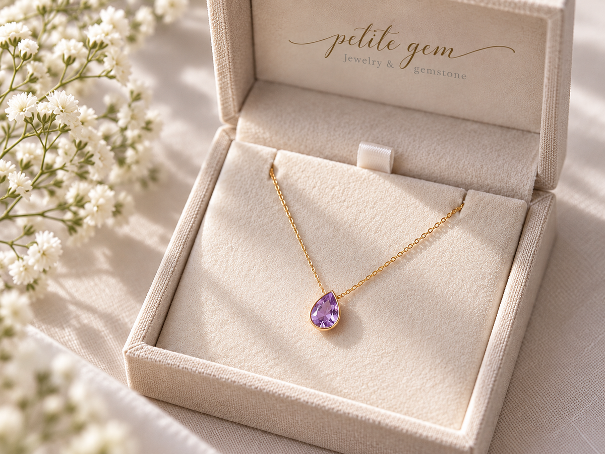 Dây chuyền amethyst dáng giọt nước