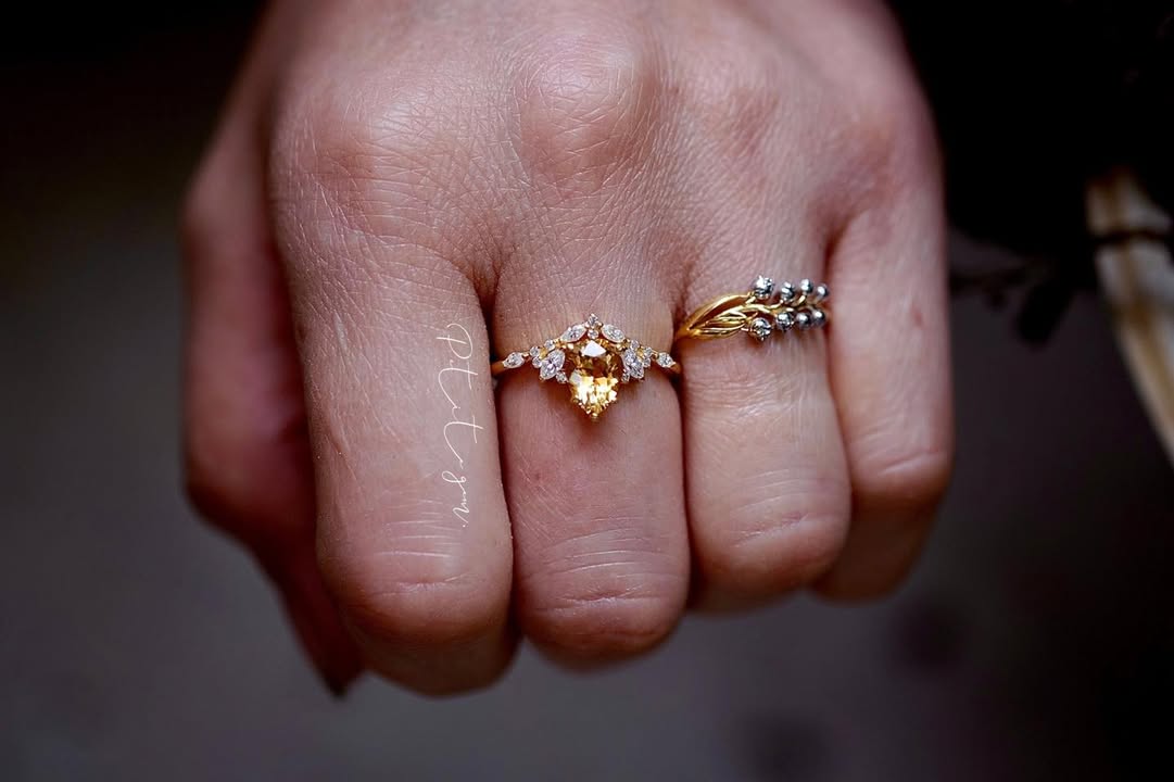 Nhẫn citrine dáng giọt nước