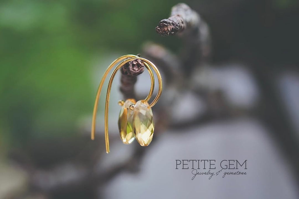 Bông tai citrine mài giác caro