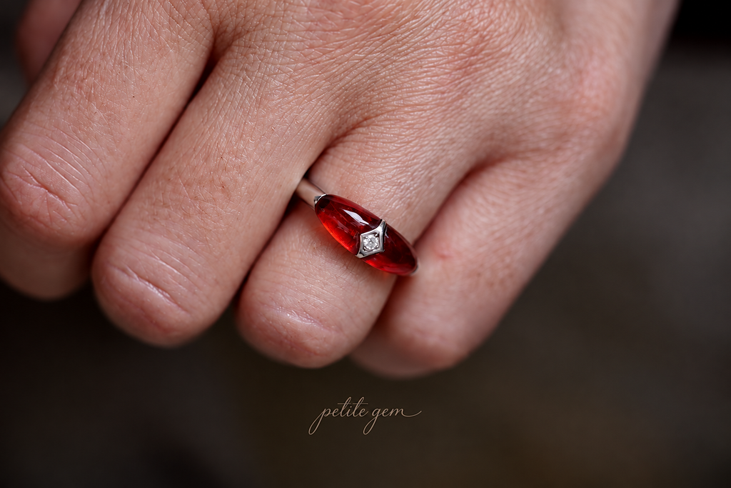 Nhẫn garnet oval vintage
