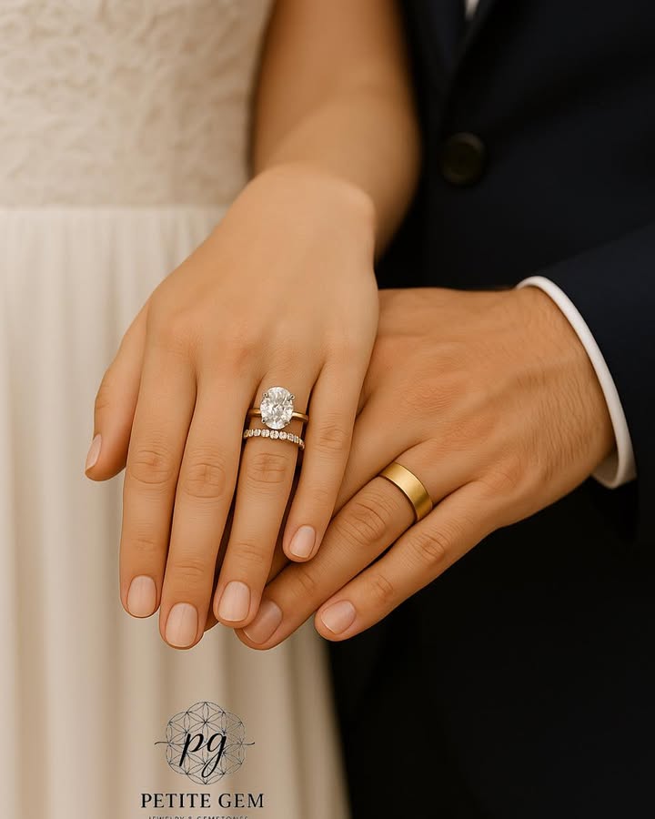 Cặp nhẫn đính hôn moissanite - solitaire và eternity