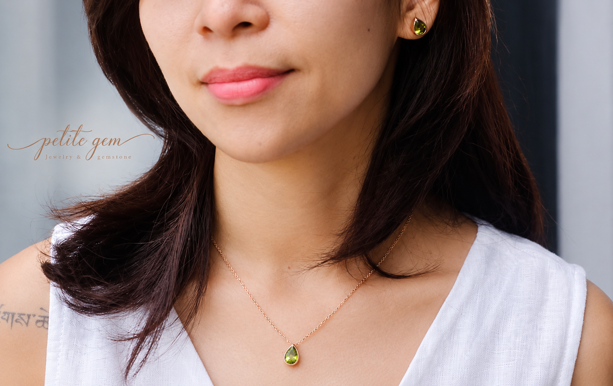 Bộ trang sức peridot giọt nước