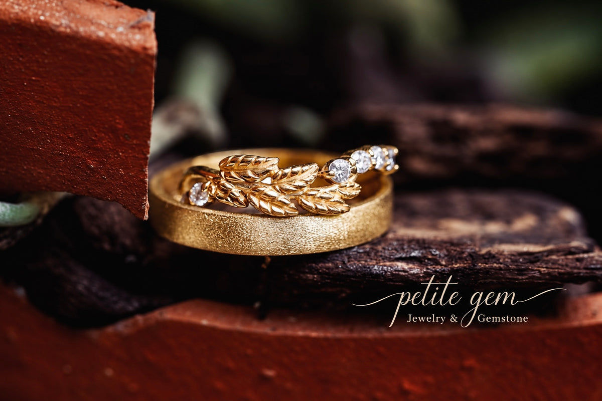Vân Lá – Nhẫn cưới lá moissanite