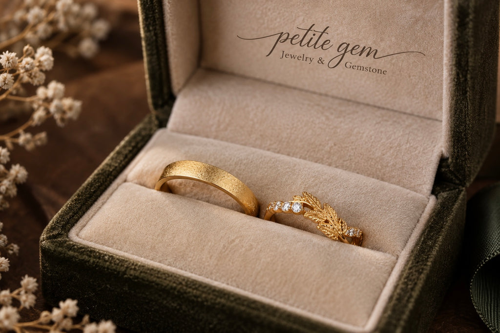 Vân Lá – Nhẫn cưới lá moissanite