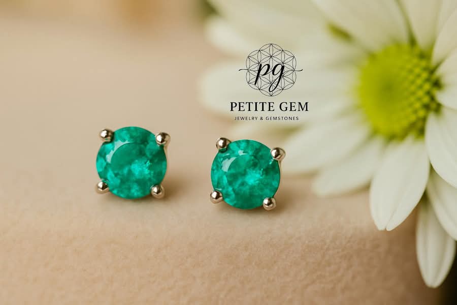 Bông Tai Đá Emerald 3.5mm