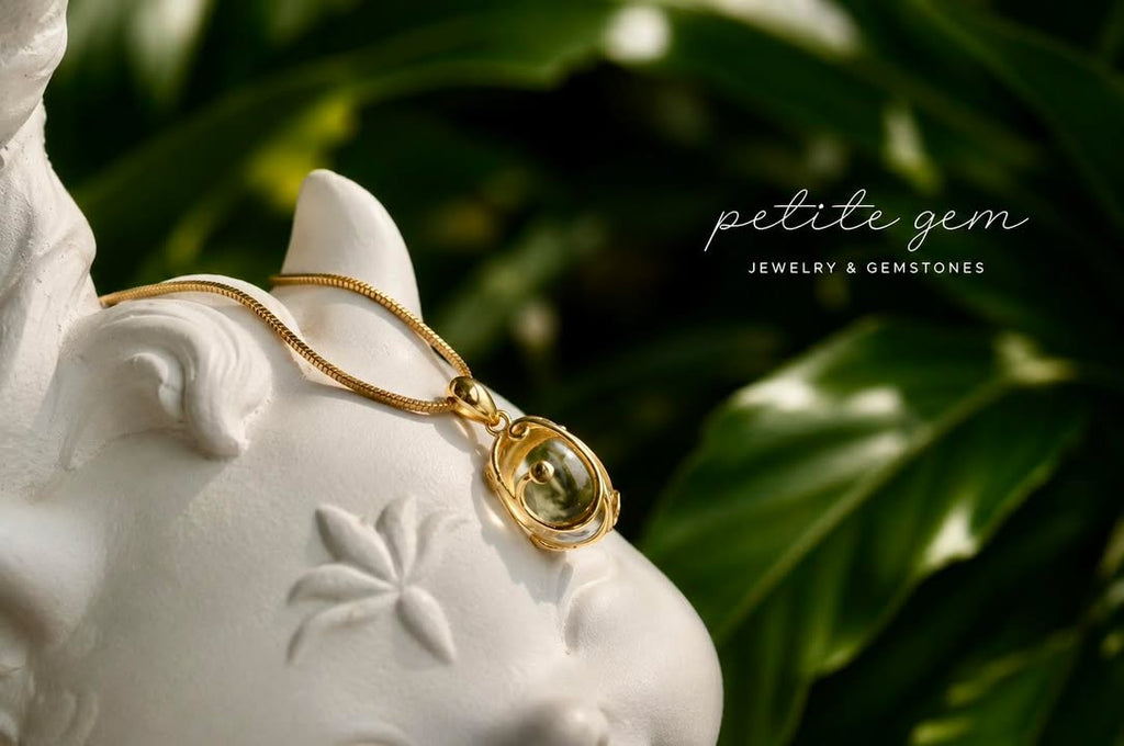 Mặt dây Citrine bọc họa tiết cành lá