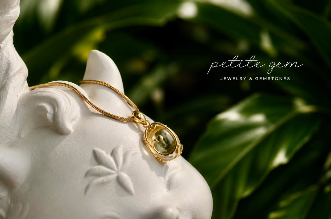 Mặt dây Citrine bọc họa tiết cành lá
