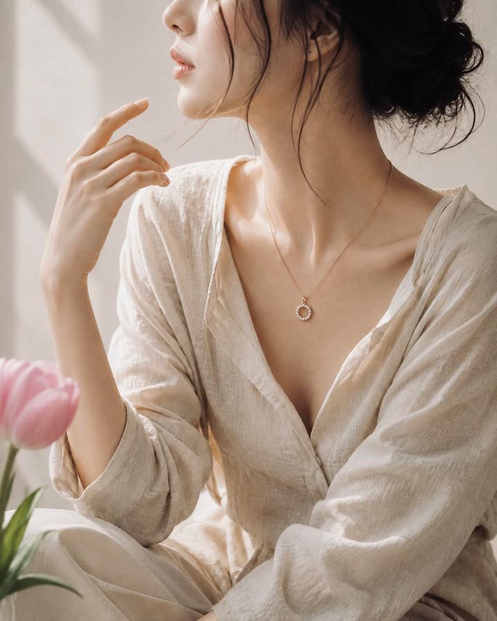 Mặt dây chuyền vòng tròn đá Moissanite 2mm