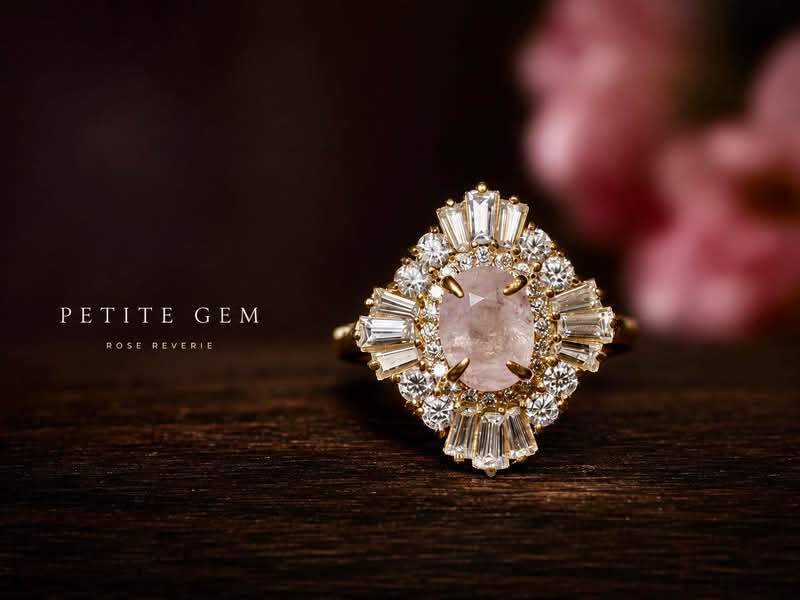 Nhẫn Morganite Oval Viền moissanite