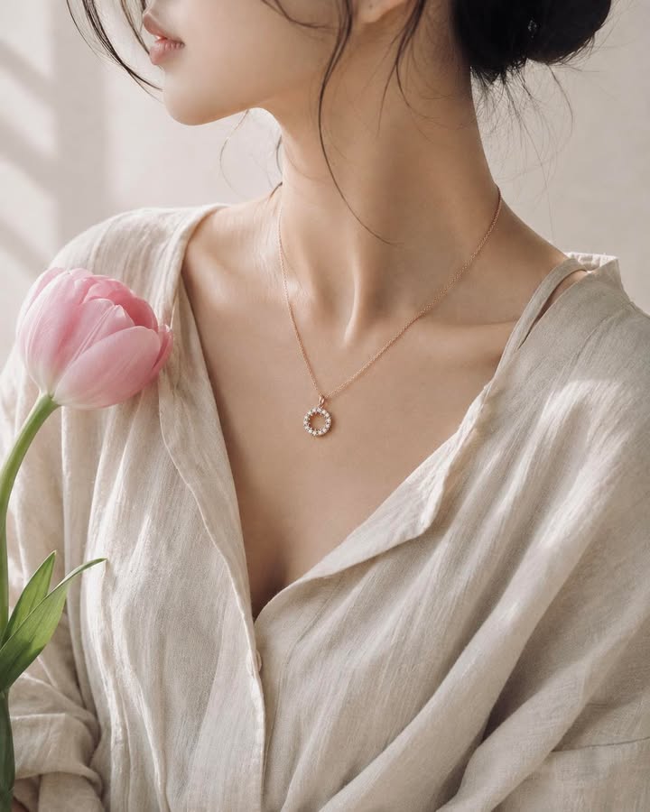 Mặt dây chuyền vòng tròn đá Moissanite 2mm