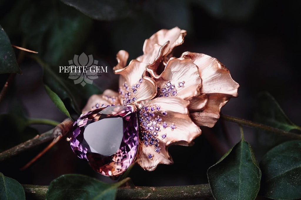 Mặt dây pansy đá ametrine sang trọng