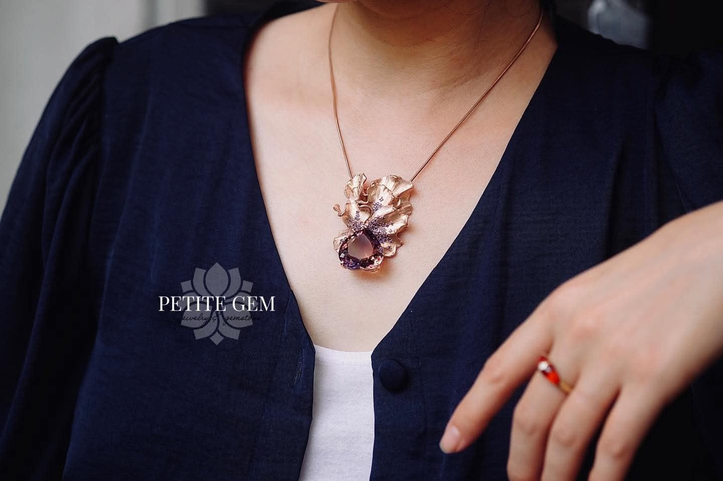 Mặt dây pansy đá ametrine sang trọng