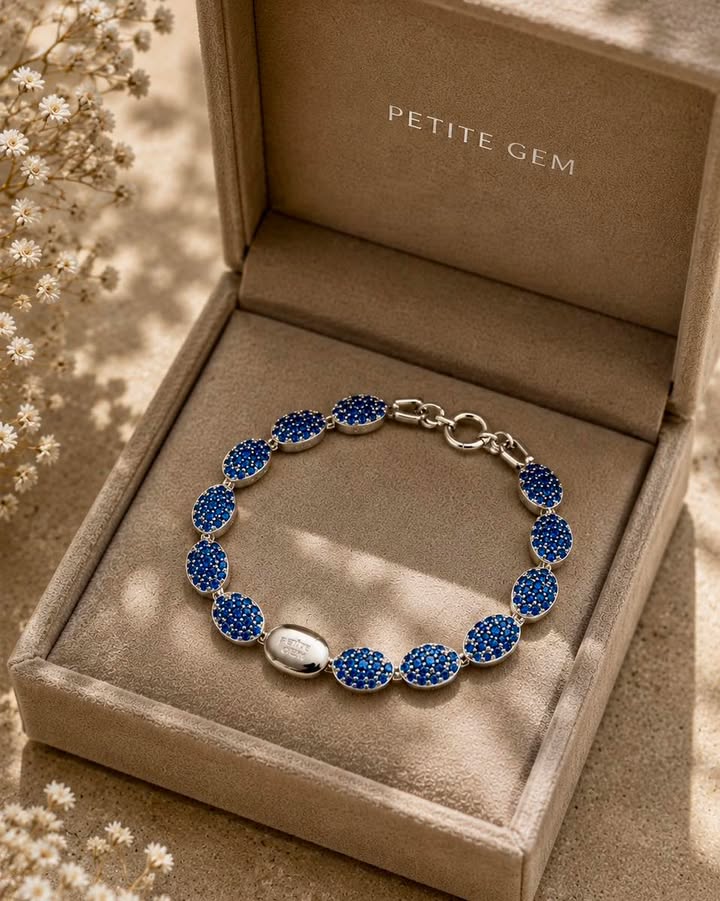 Lắc tay đính pha lê xanh sapphire