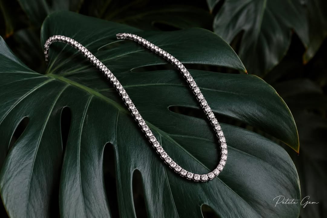 Dây chuyền tennis moissanite 2.5mm vàng trắng cao cấp