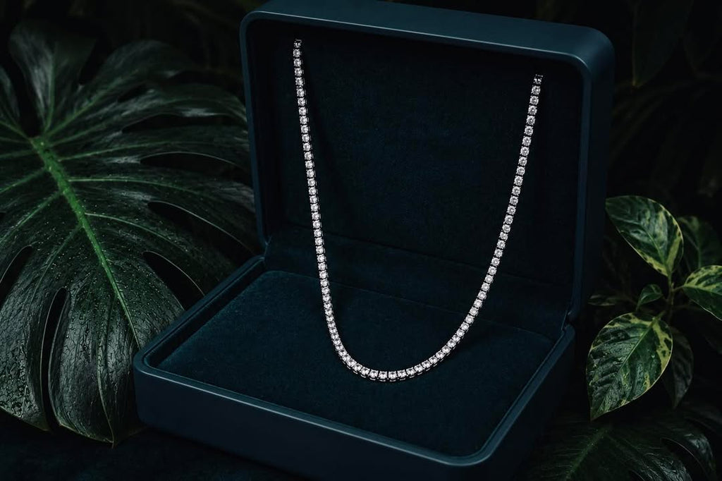 Dây chuyền tennis moissanite 2.5mm vàng trắng cao cấp