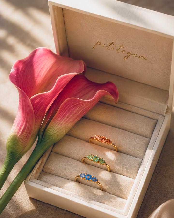 Nhẫn đá quý cụm Citrine Peridot Topaz