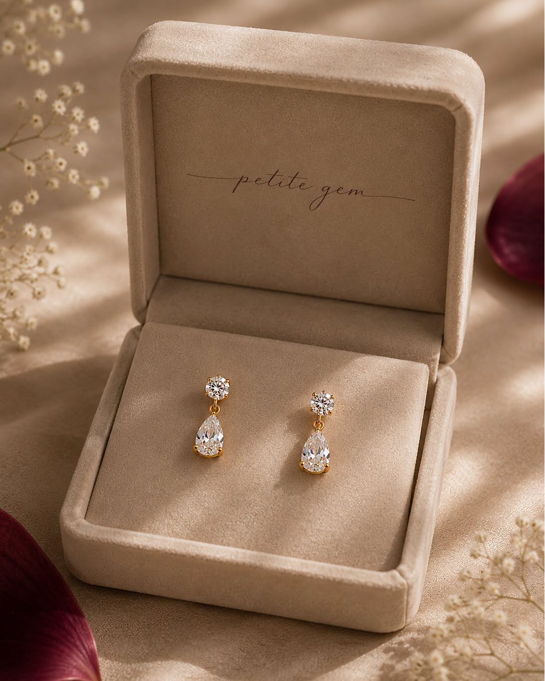 Khuyên tai Moissanite dáng tròn & hình giọt nước trắng