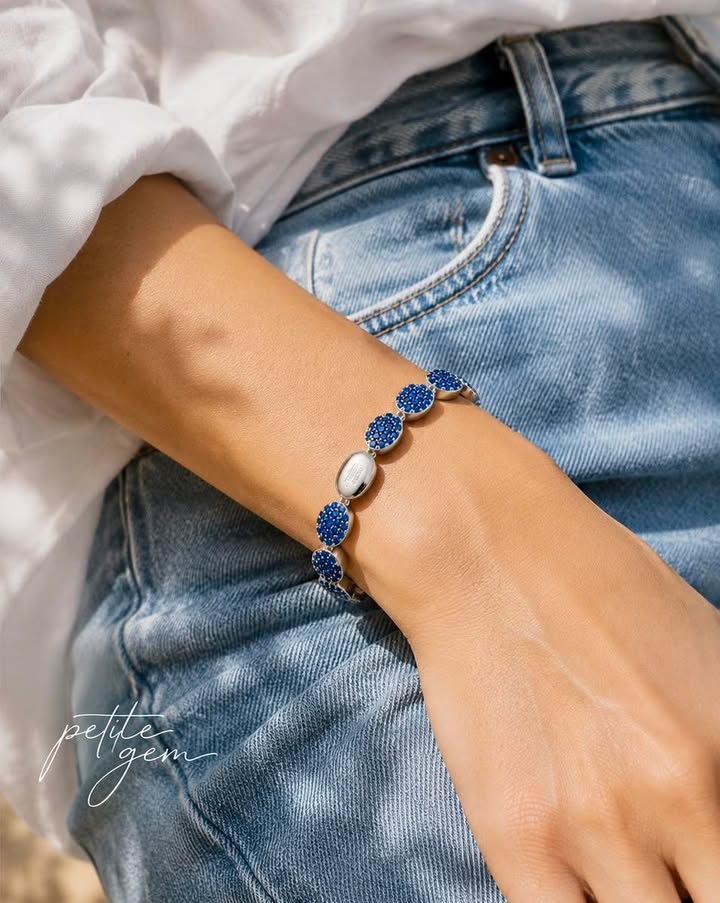 Lắc tay đính pha lê xanh sapphire