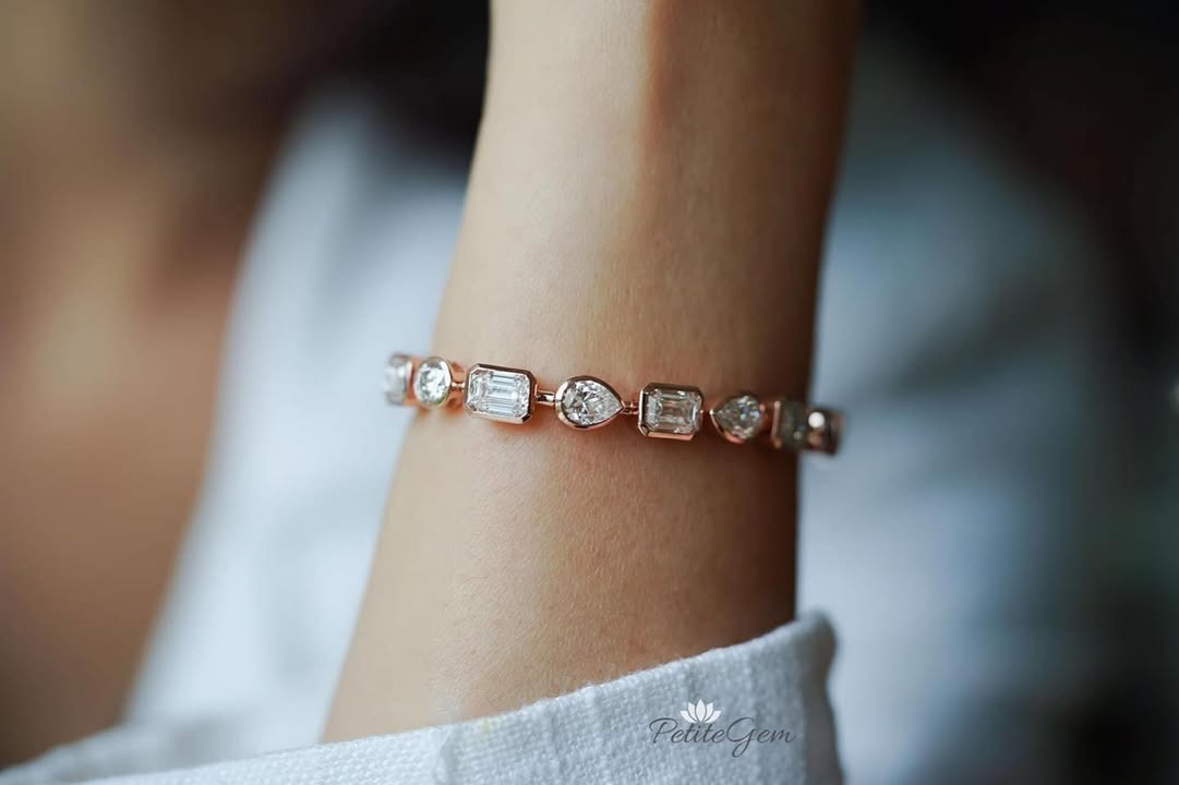 Lắc tay đá moissanite đính đá nhiều kiểu dáng