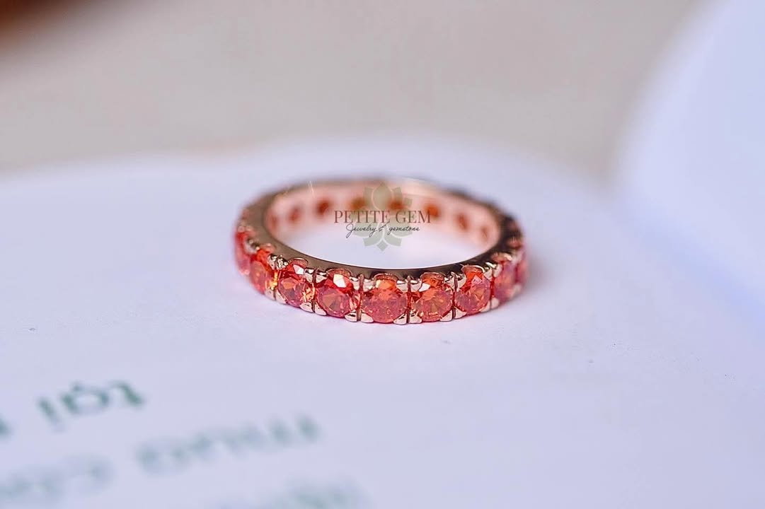 Nhẫn Mật Ong – Cubic cam tròn eternity 3mm