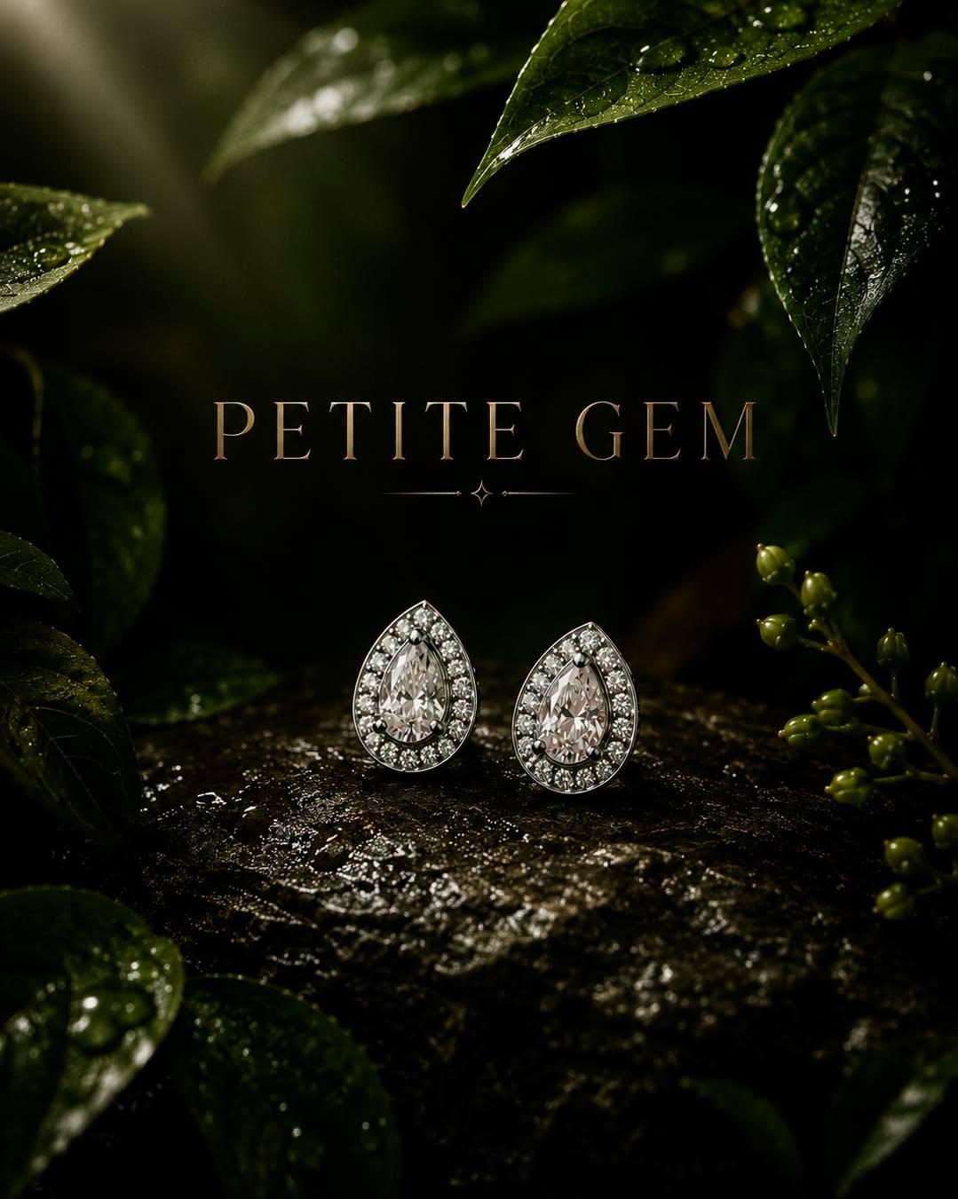 Bông tai giọt nước đá moissanite