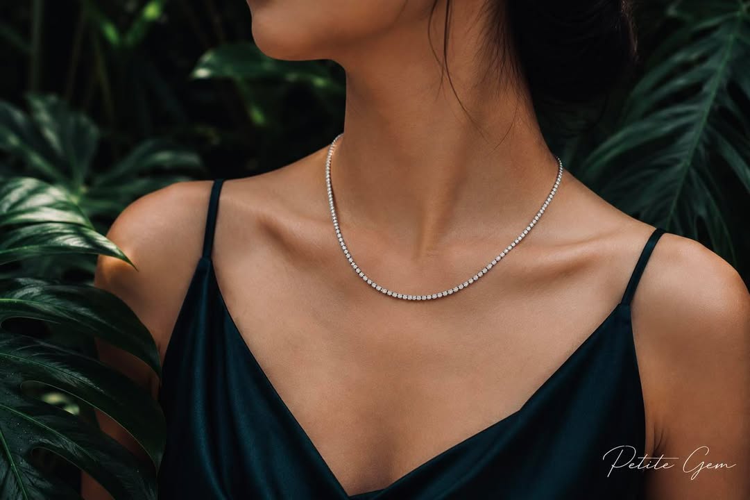 Dây chuyền tennis moissanite 2.5mm vàng trắng cao cấp