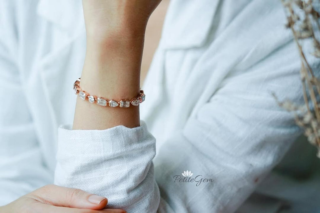 Lắc tay đá moissanite đính đá nhiều kiểu dáng