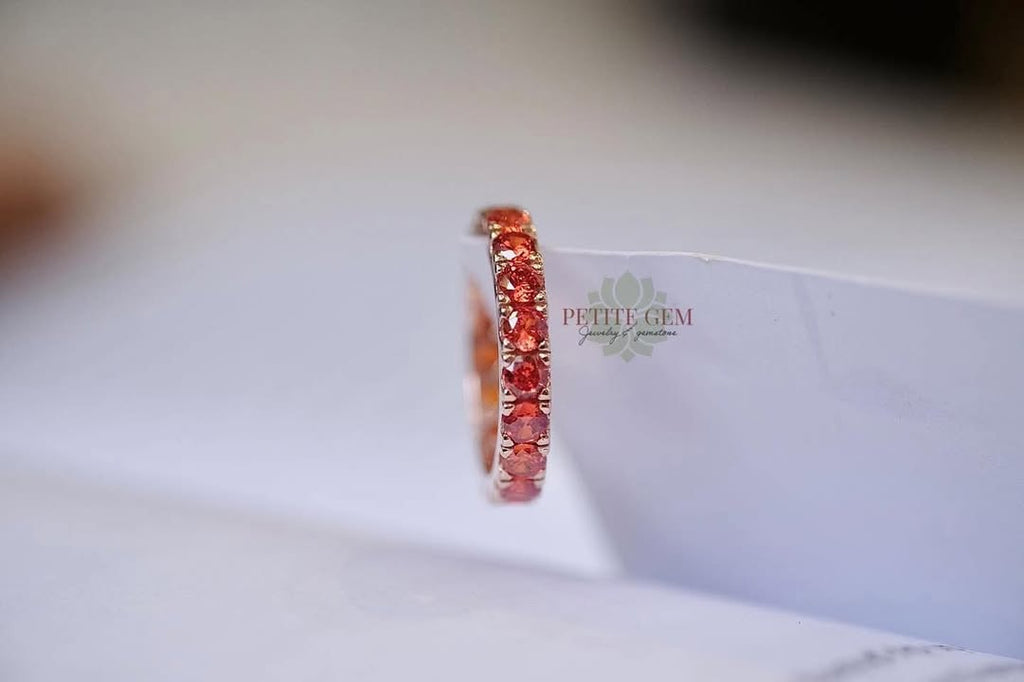 Nhẫn Mật Ong – Cubic cam tròn eternity 3mm
