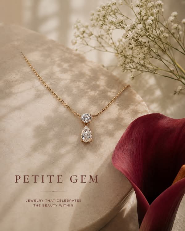 Dây chuyền Round & Pear đá Moissanite