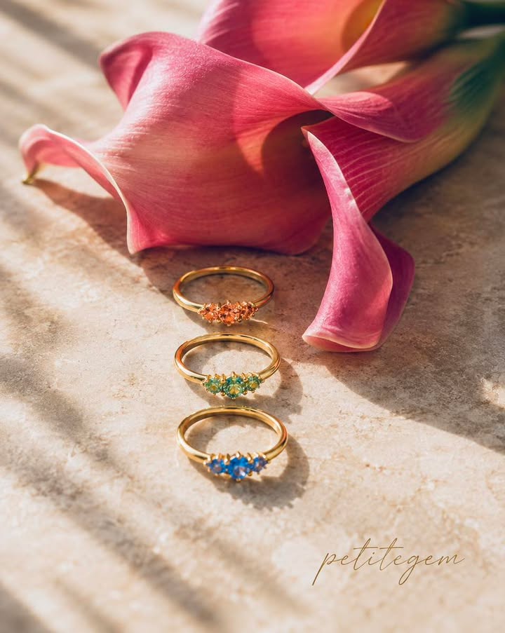 Nhẫn đá quý cụm Citrine Peridot Topaz