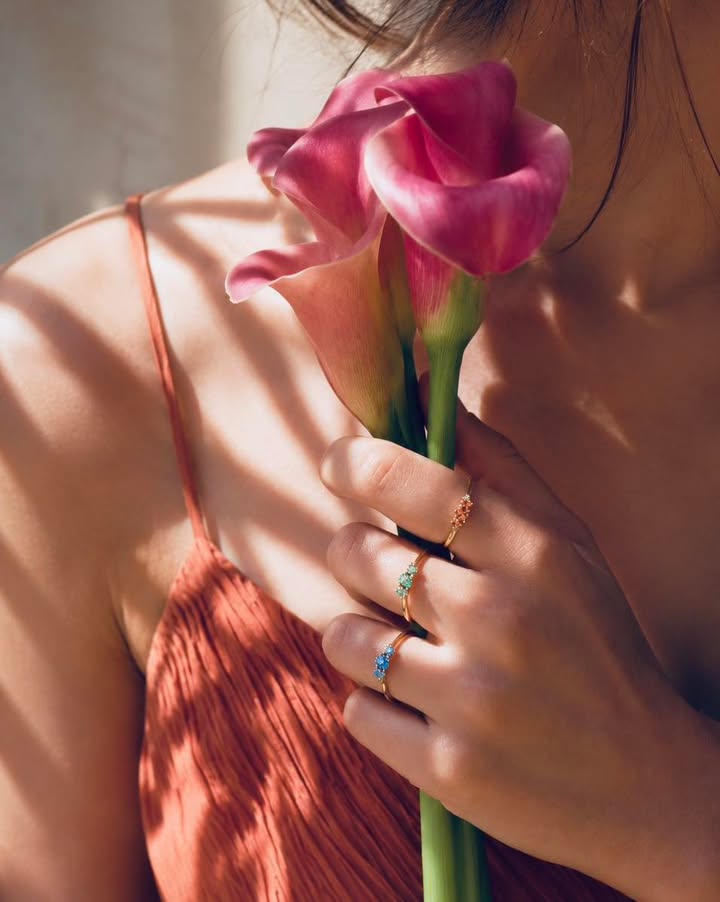 Nhẫn đá quý cụm Citrine Peridot Topaz