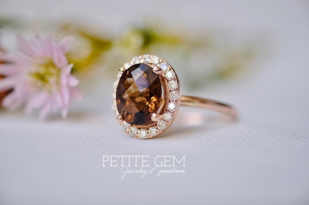 Nhẫn Citrine Mật Ong – Oval 8x10mm