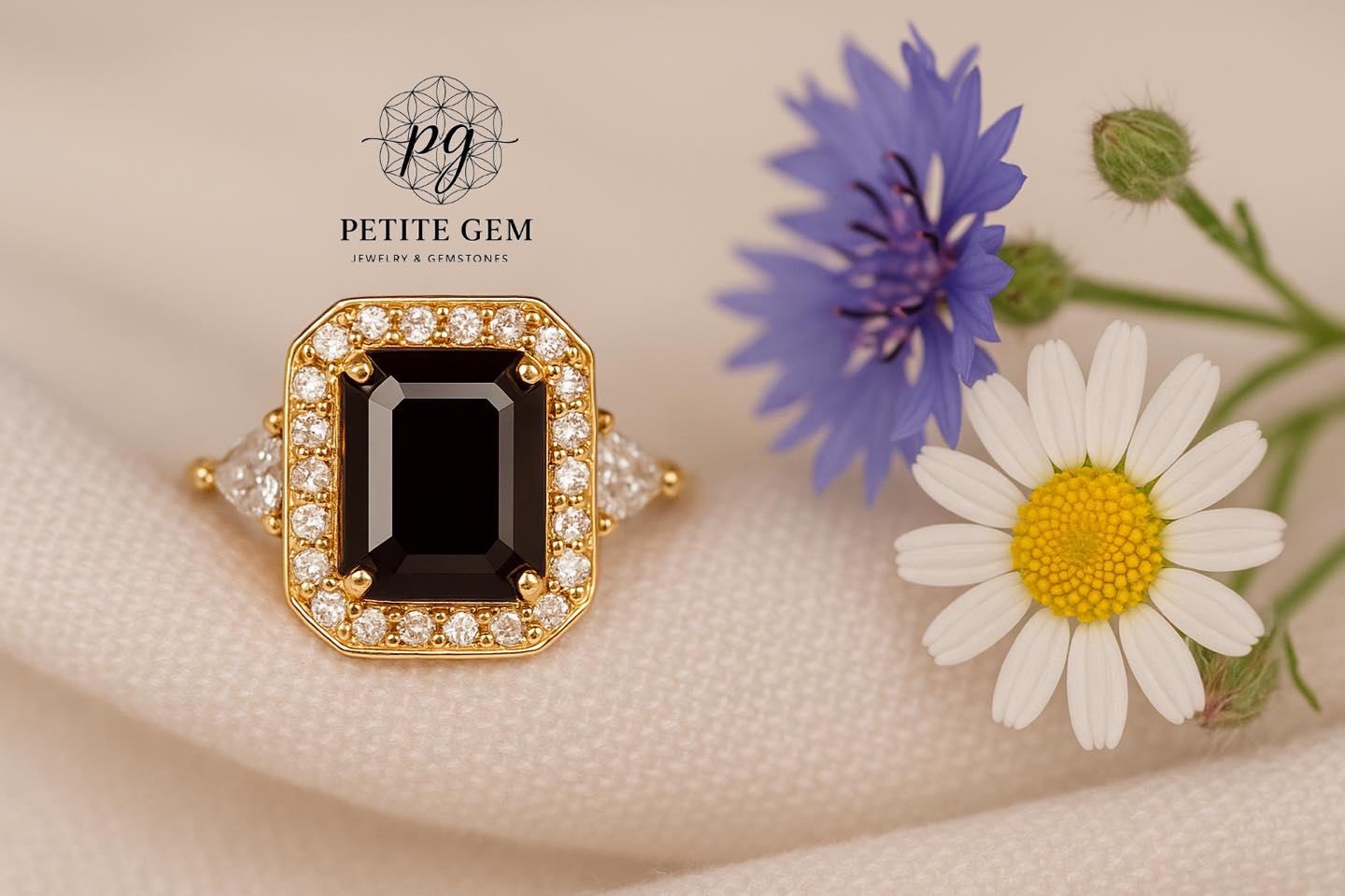 Nhẫn nữ tourmaline đen 8x10mm viền đá