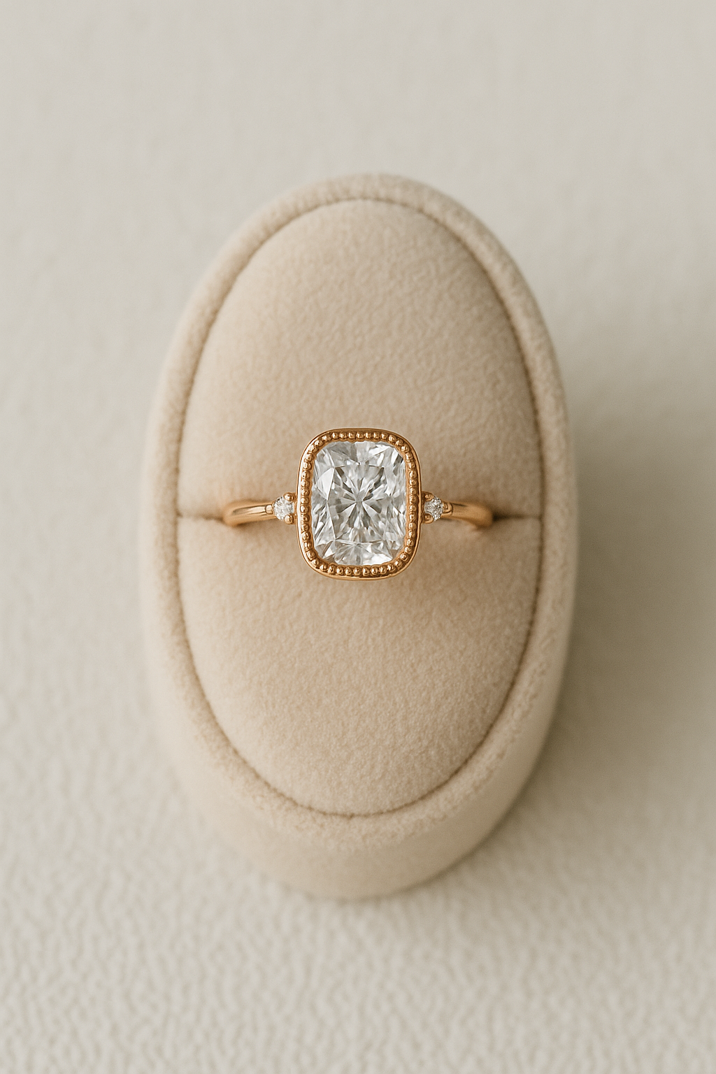 Nhẫn moissanite 7x9mm khung cổ điển
