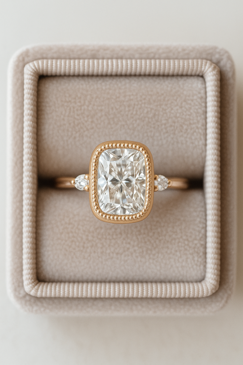Nhẫn moissanite 7x9mm khung cổ điển