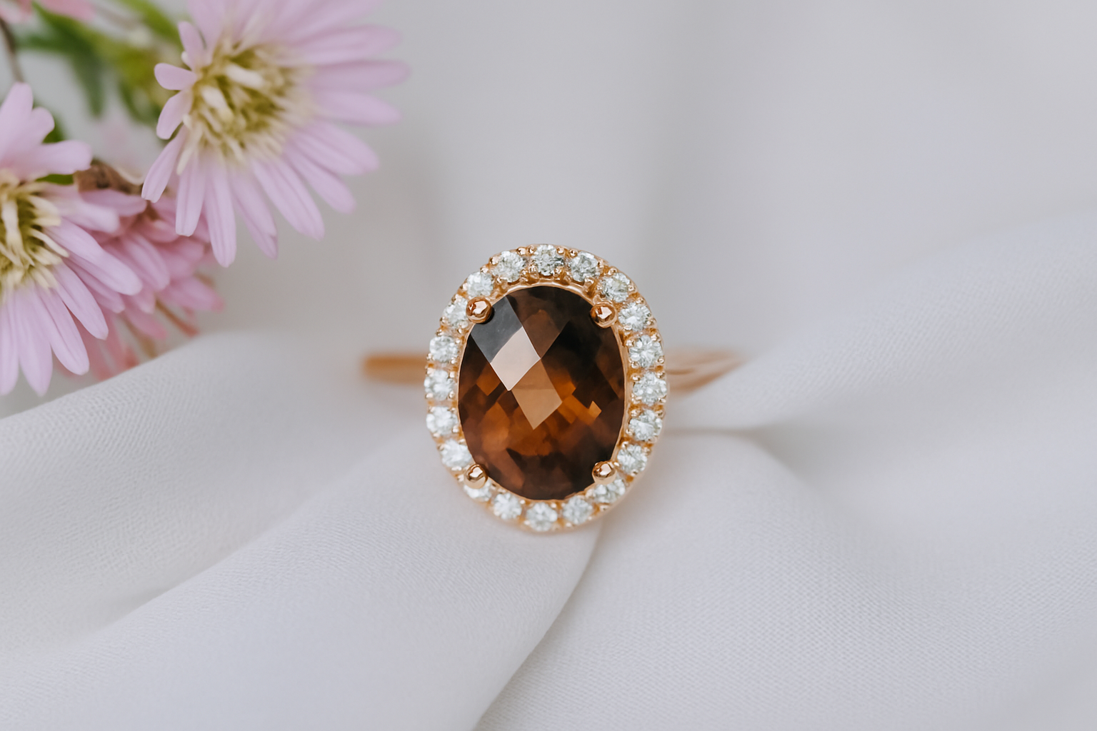 Nhẫn Citrine Mật Ong – Oval 8x10mm