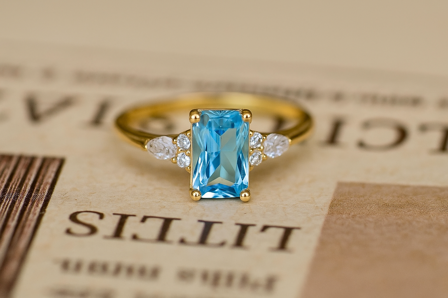 Nhẫn đá topaz 5x8mm